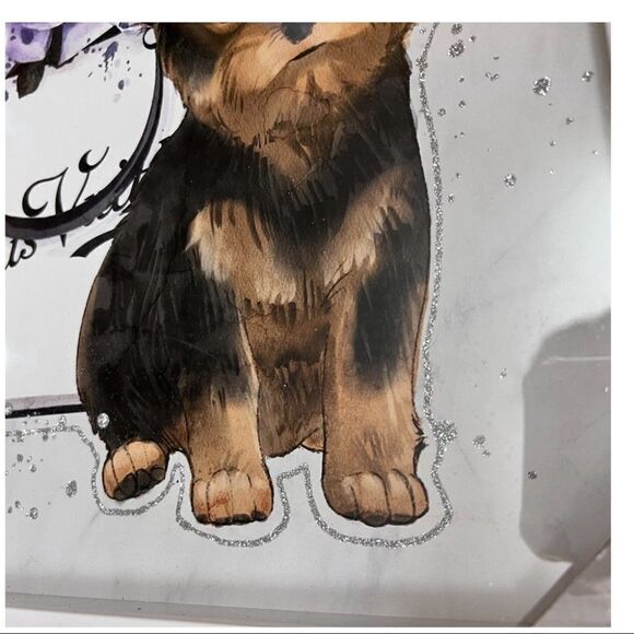 Designer Yorkie Shadow Box Wall Art Shopping Dog Bog Frame Pet lavender Flowers - Picture 5 of 6